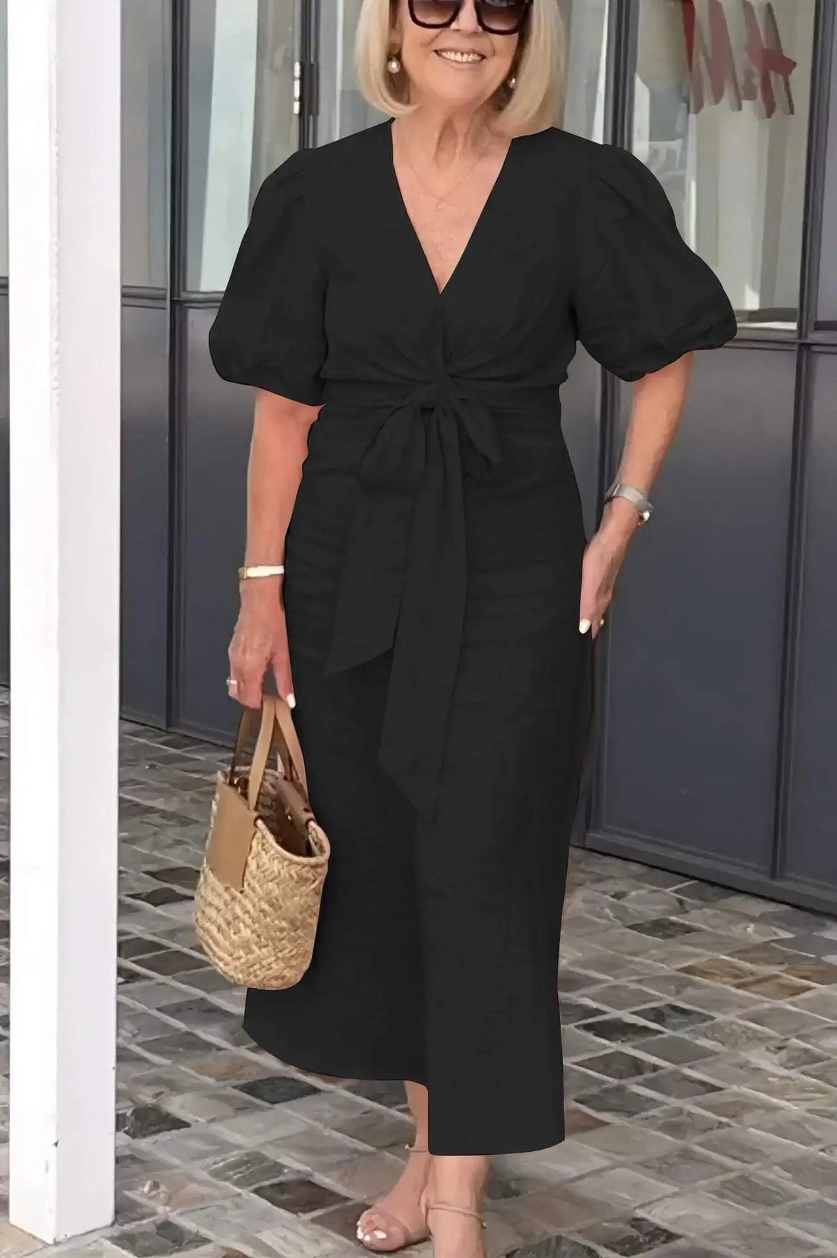 Natasha™ Luxe V-Ausschnitt Kleid – Stilvoll & Feminine Eleganz