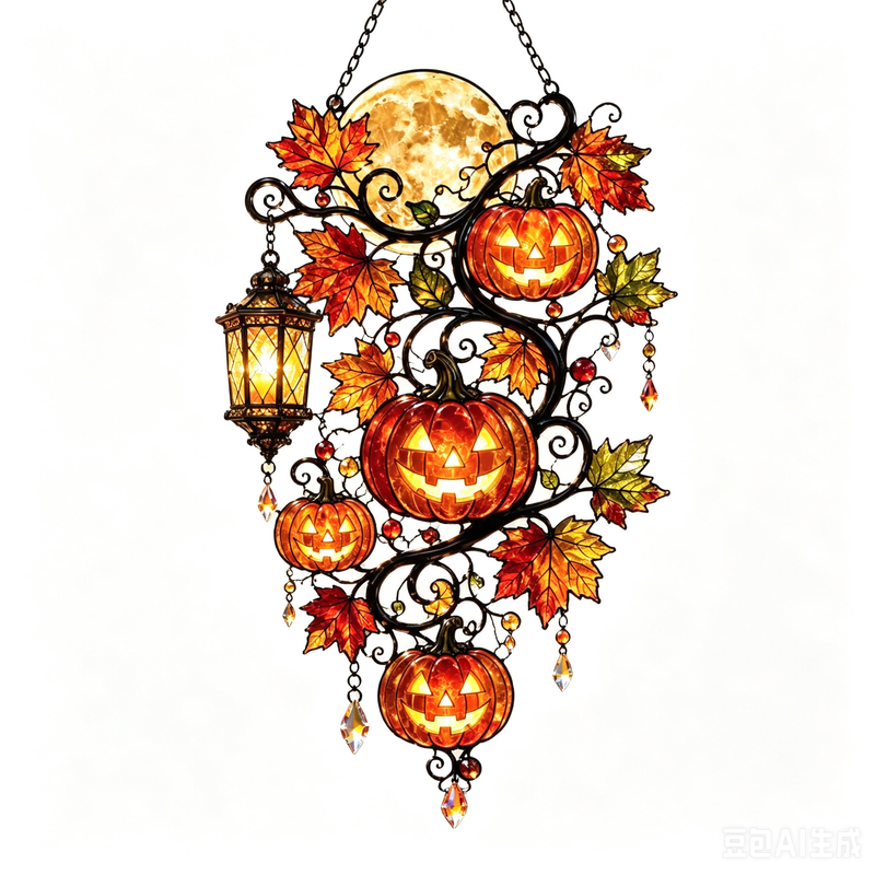 PumpkinMoon Glasfenster‑Hänger™