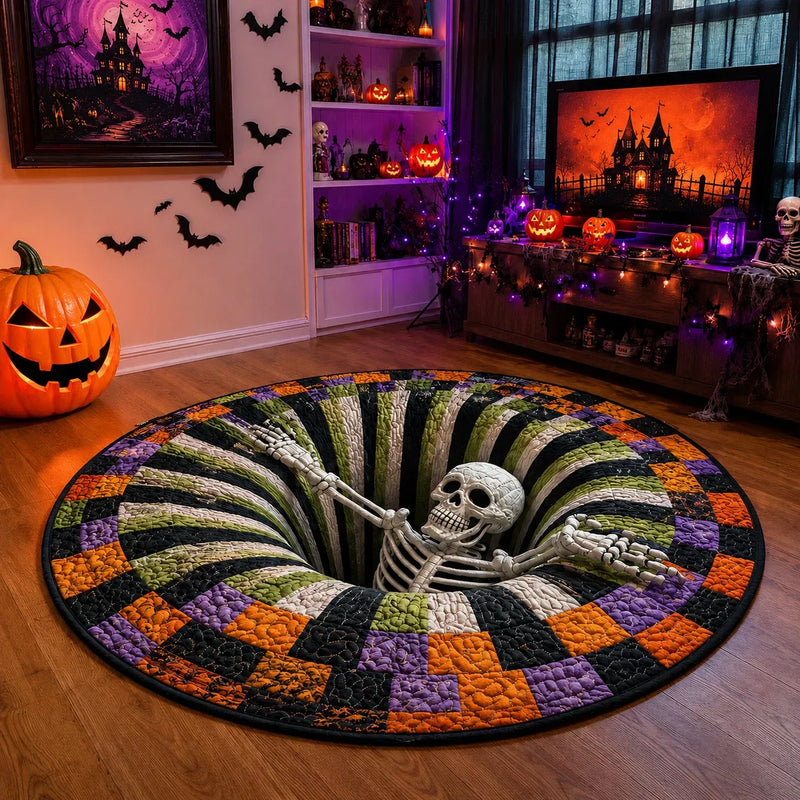 🕳️ 3D Skelett‑Vortex Teppich – Hypnotischer Halloween Effekt