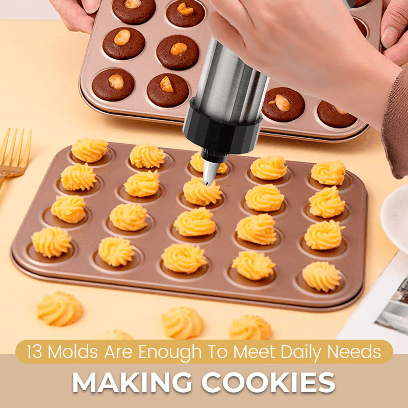 Classic Keks-Press-Set – 16 Musterteile + 8 Spritzrohre + Reinigungsbürste