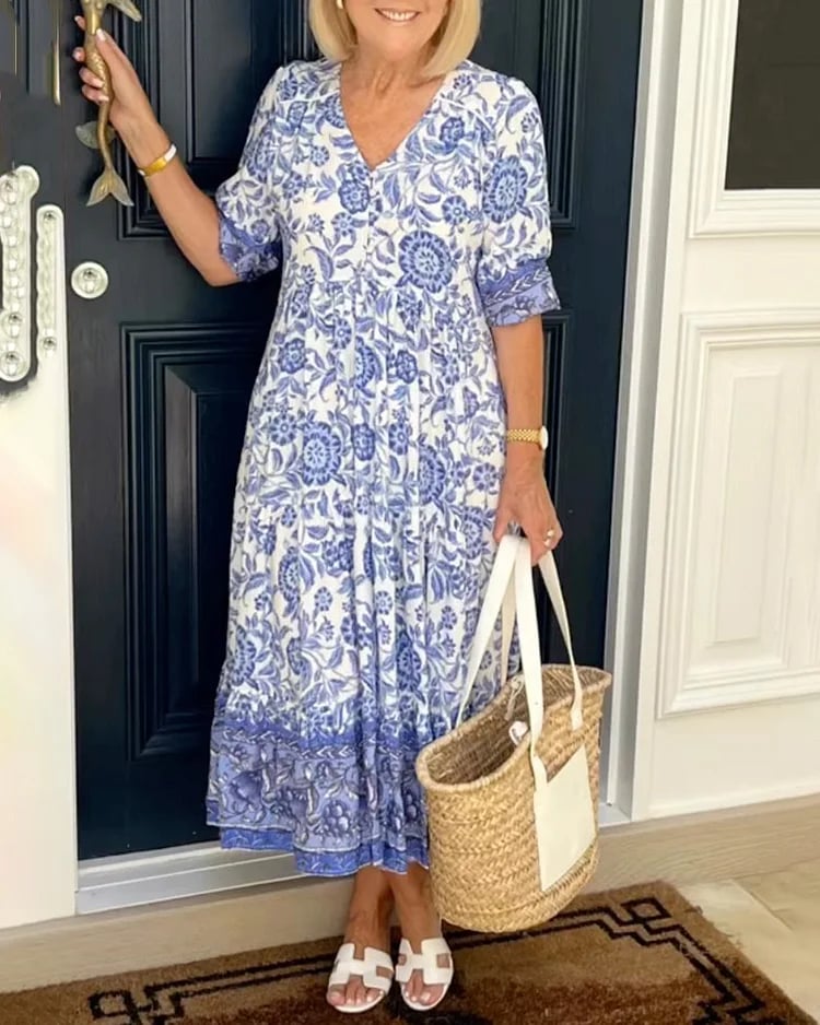 BohoDream™ Damen V‑Ausschnitt Boho‑Kleid  Neuer Trendstil & Sommerlook