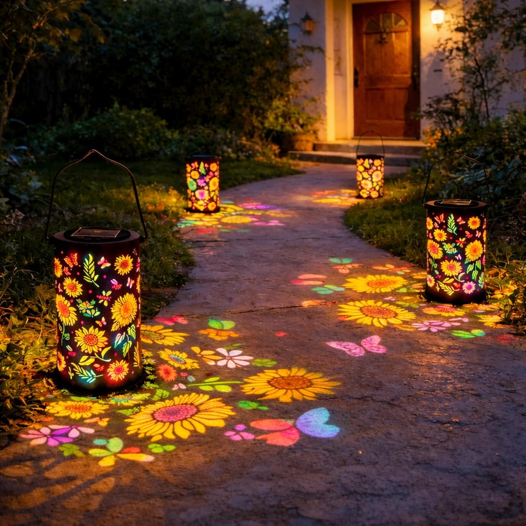 RainbowSun FlowerLight™ – Farbige Solar‑Blumenlaterne für den Garten