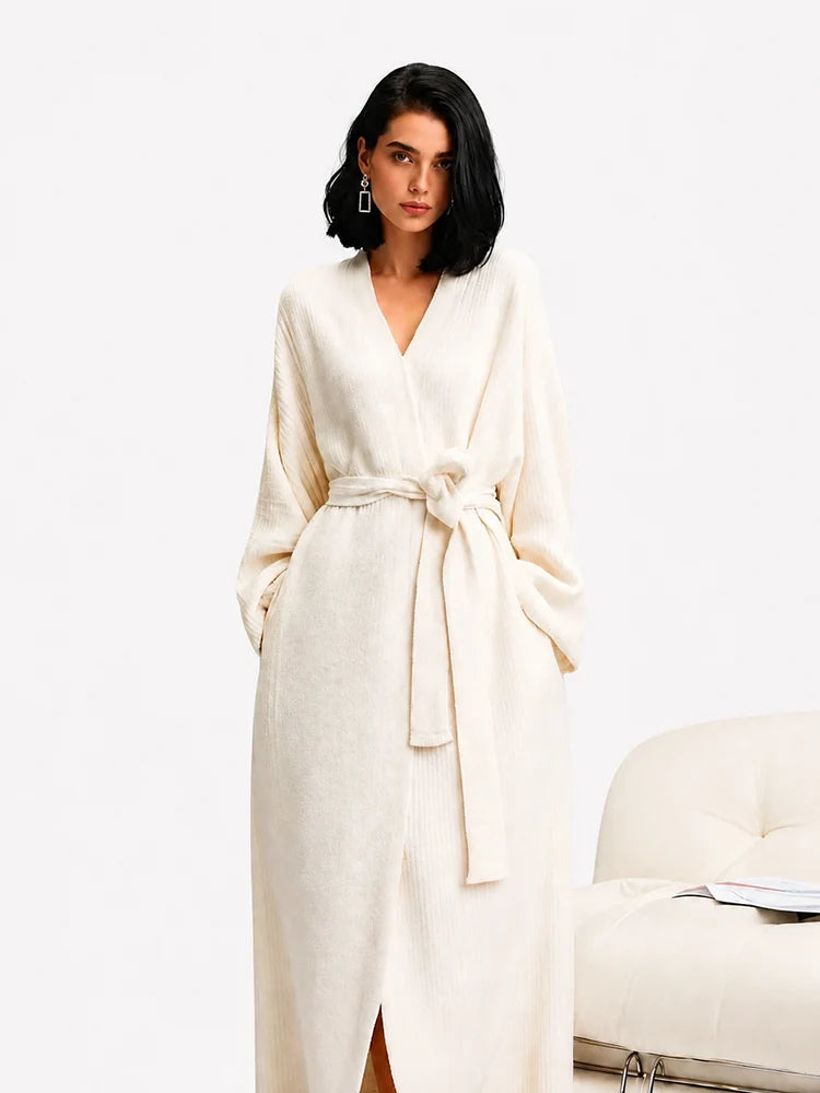 CozyLuxe™ Langplüsch‑Bademantel mit Taschen