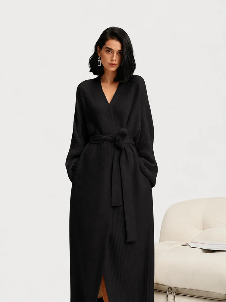CozyLuxe™ Langplüsch‑Bademantel mit Taschen