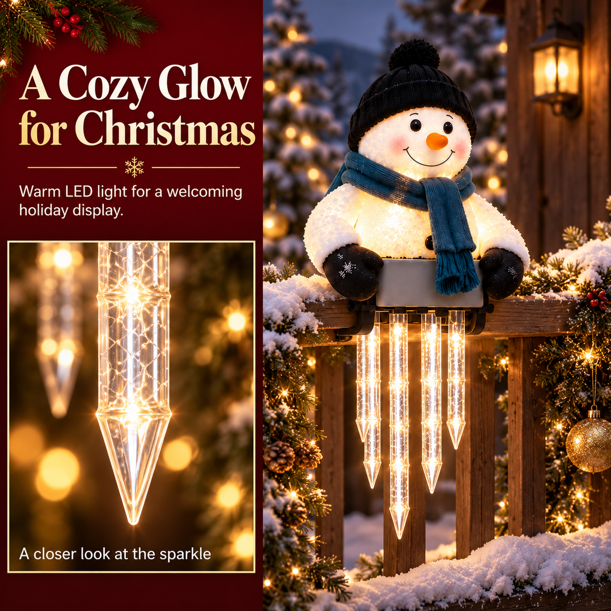 WinterGlow Schneemann‑Eiszapfenlicht™ – Magischer LED‑Schimmer