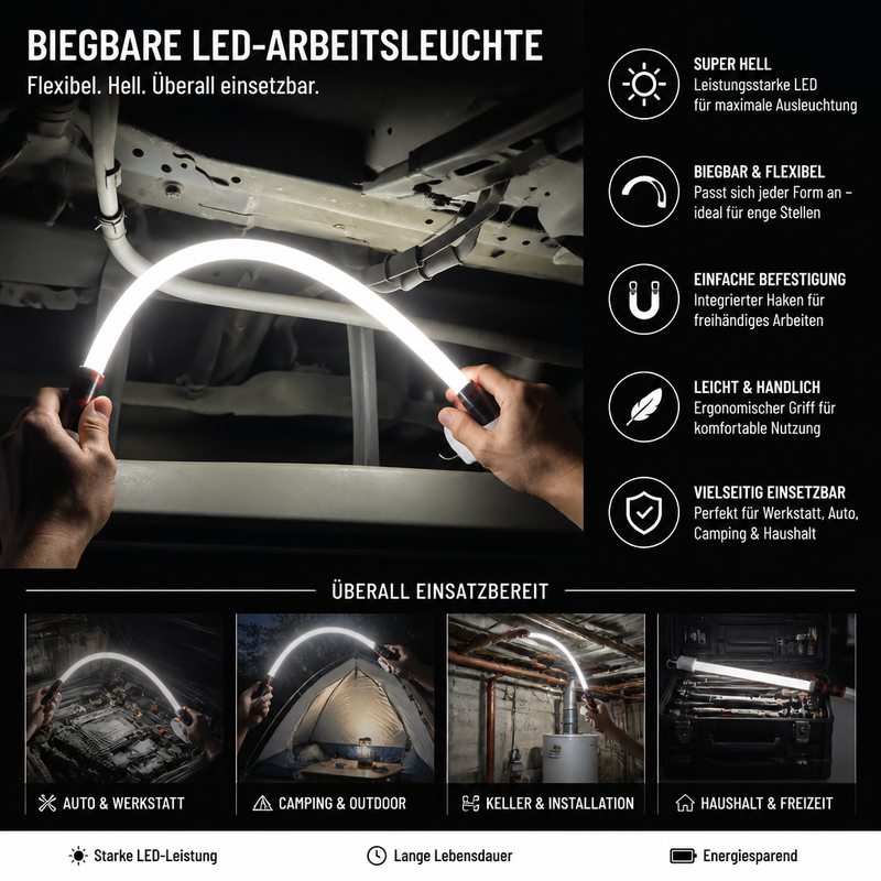 FlexBeam Pro – biegbare LED‑Arbeitsleuchte