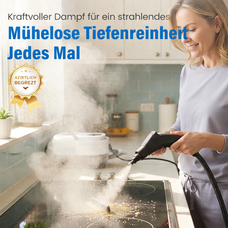DampfMeister ProVision™ — Profi‑Reinigung mit LCD‑Überblick.