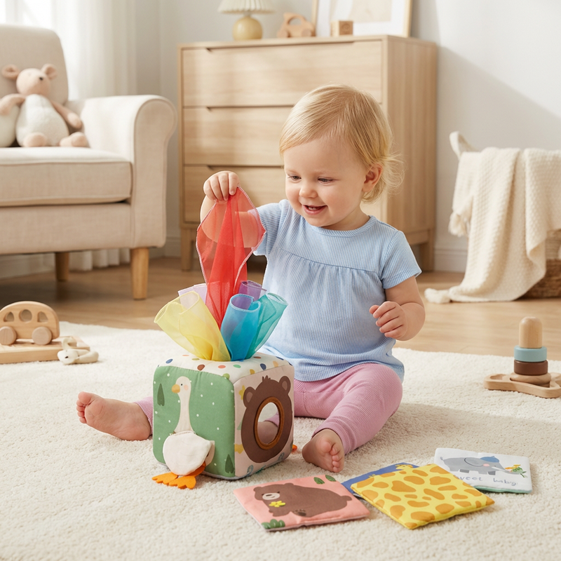 BabyEntdecker Box – Weiche Fühl‑ & Knistertücher