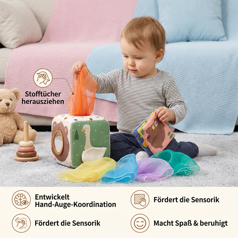 BabyEntdecker Box – Weiche Fühl‑ & Knistertücher