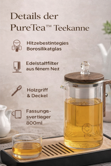 PureTea™ | Elegante Glasteekanne für echte Genussmomente