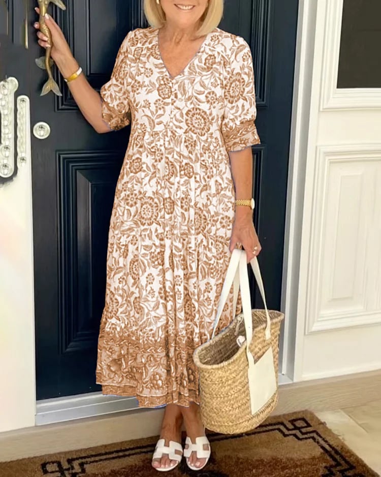 BohoDream™ Damen V‑Ausschnitt Boho‑Kleid  Neuer Trendstil & Sommerlook