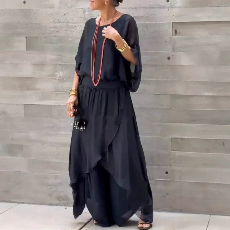 Mireya™ | Elegantes Chiffon Zweiteiler-Set