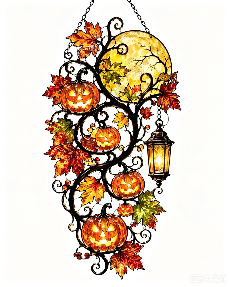 PumpkinMoon Glasfenster‑Hänger™