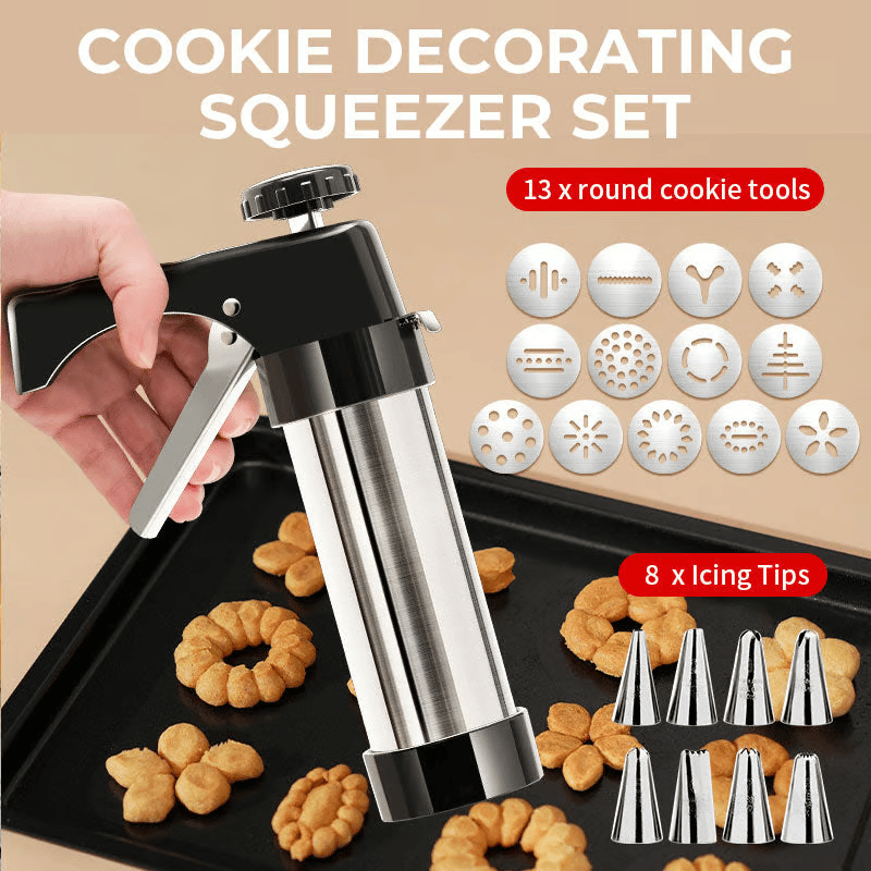 Classic Keks-Press-Set – 16 Musterteile + 8 Spritzrohre + Reinigungsbürste