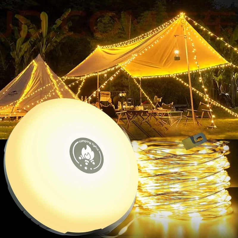 Luminio® – Dein smarter Begleiter im Freien | 4-in-1 Campinglicht mit RGB-Lichterkette & Powerbank