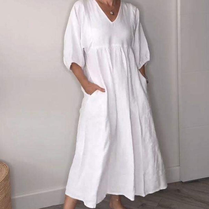 Damen V‑Ausschnitt Freizeitkleid  Elegantes & Bequemes Sommerdesign