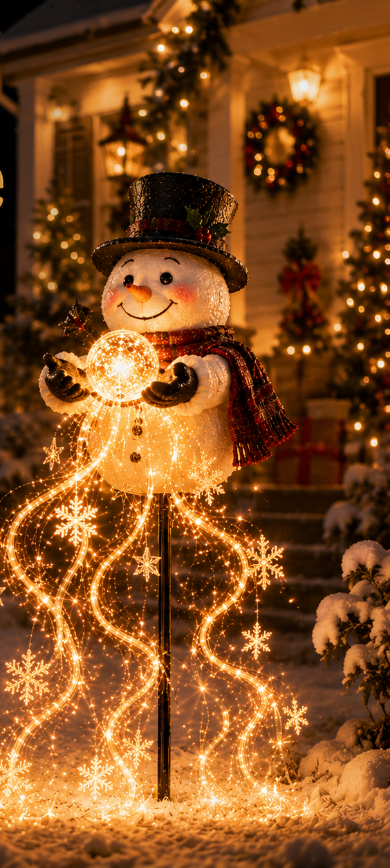 SnowmanMagic™ LED‑Gartenlicht – Fließende Schneeflocken & Weihnachtszauber