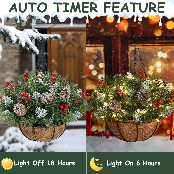 WinterGlow LED‑Hängegesteck™ – Weihnachtsedition