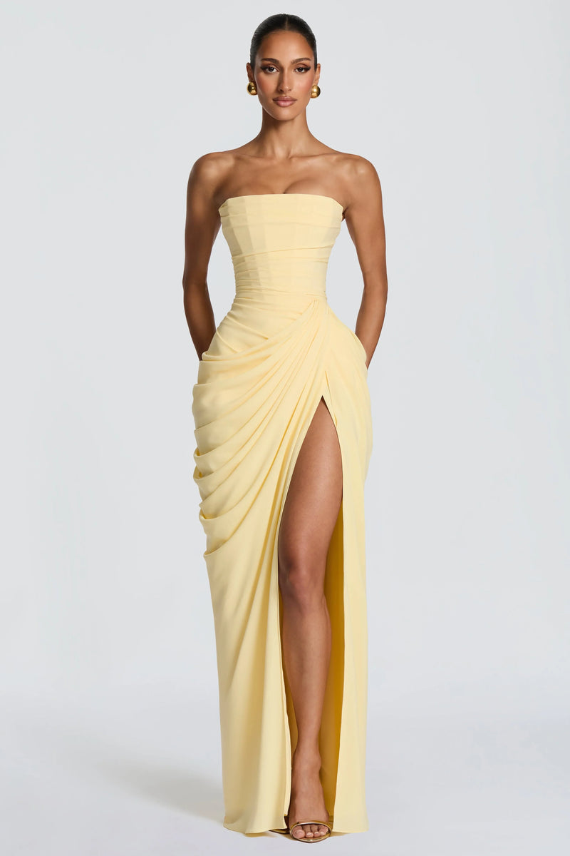 Navy Long Dress – Sonnengelb