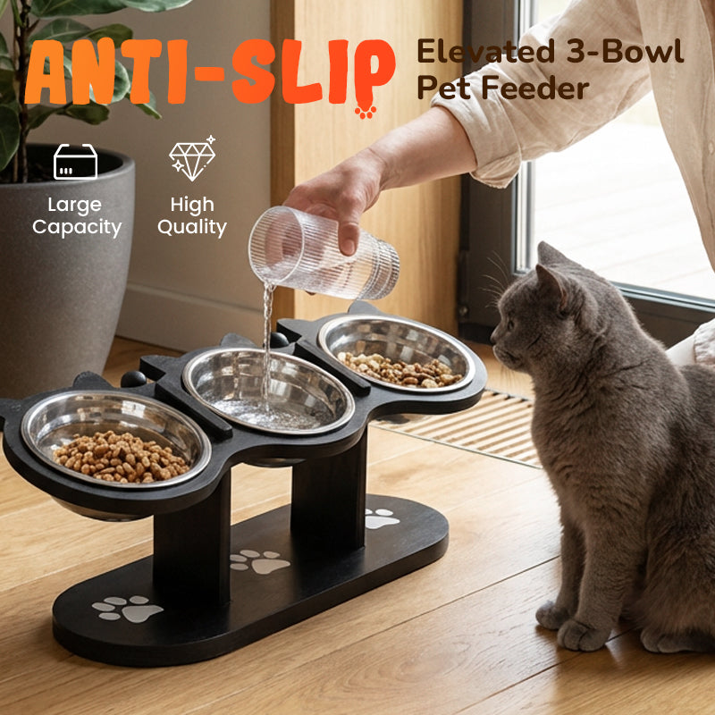 TriBowl Elevate™ – Erhöhter 3‑Futtertrog für Haustiere